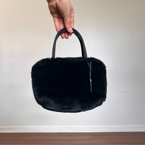 Vintage Y2K Esprit Black faux fur mini bag #luxury #fauxfur